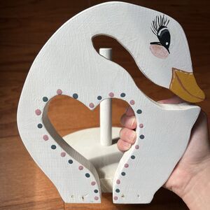 Vintage Goose Paper Towel Holder Wood Hand Painted Country Farmhouse Kitchen